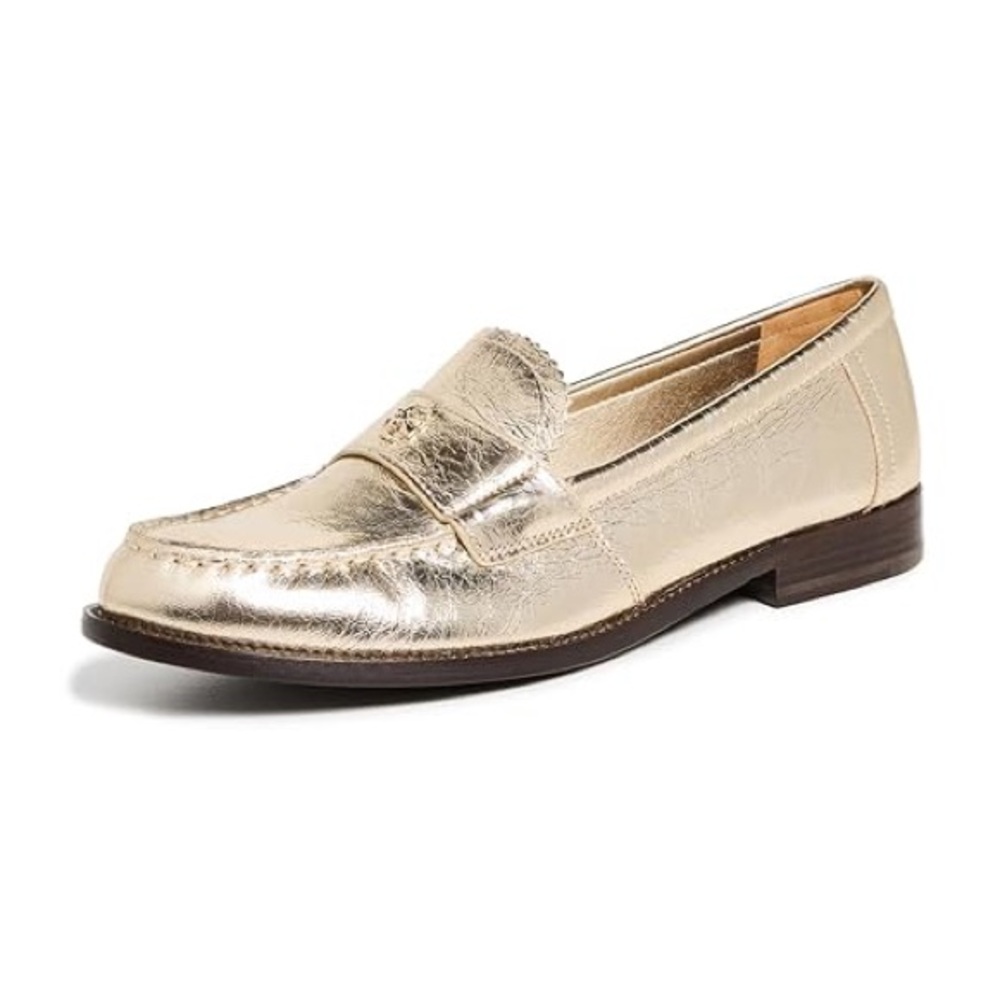 NWT Tory Burch Women’s Metallic Gold Classic Loafers, Color Spark Gold Platinum - Picture 14 of 16